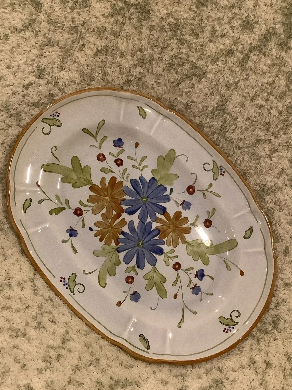 Metlox Hand-Painted Floral Ceramic Serving Platter NWT 13.5x10” Los Angeles CA